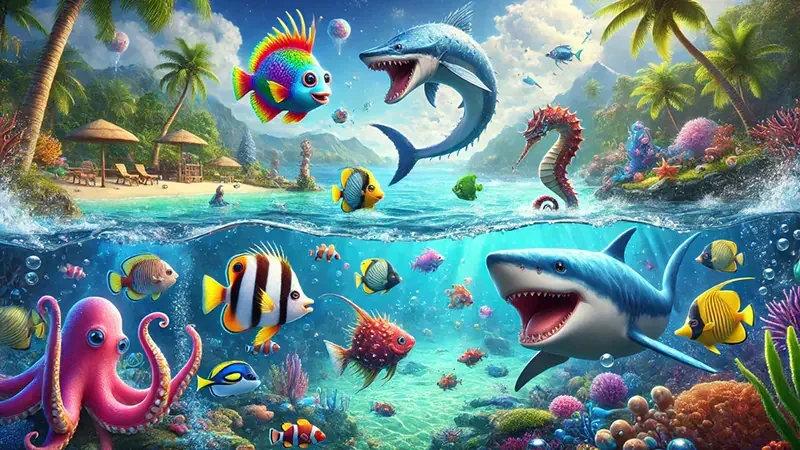 Visual sasaran permainan tembak ikan untuk kartu kategori MPO500